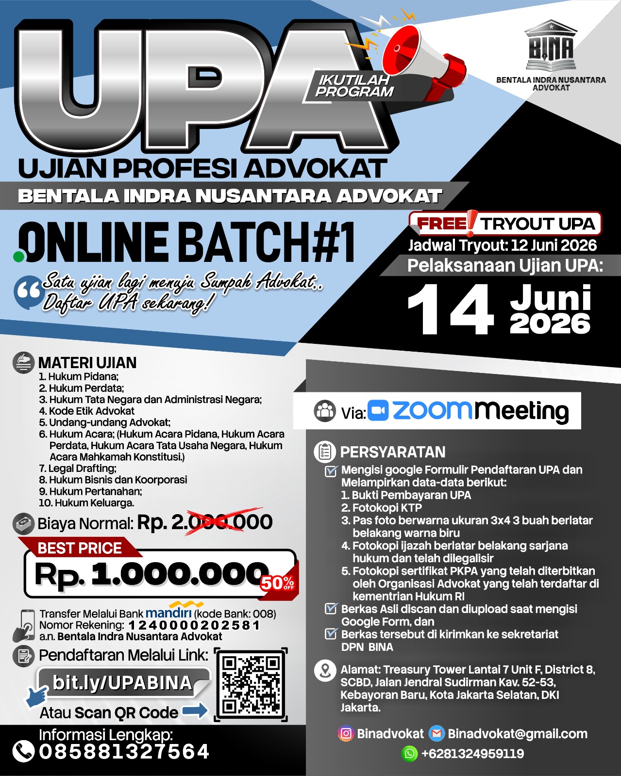 Ujian Profesi Advokat (UPA) Online Batch #1